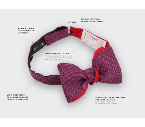 Fuchsia Mesh Kid Bow Tie - wool - Cinabre Paris