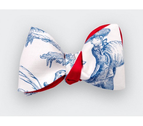 CINABRE PARIS - Noeud Papillon Enfant - Toile de Jouy bleu - Fait main