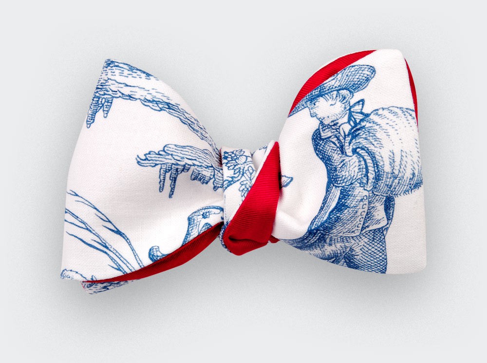 CINABRE Paris - Kid Bowtie - Blue Toile de Jouy - handmade