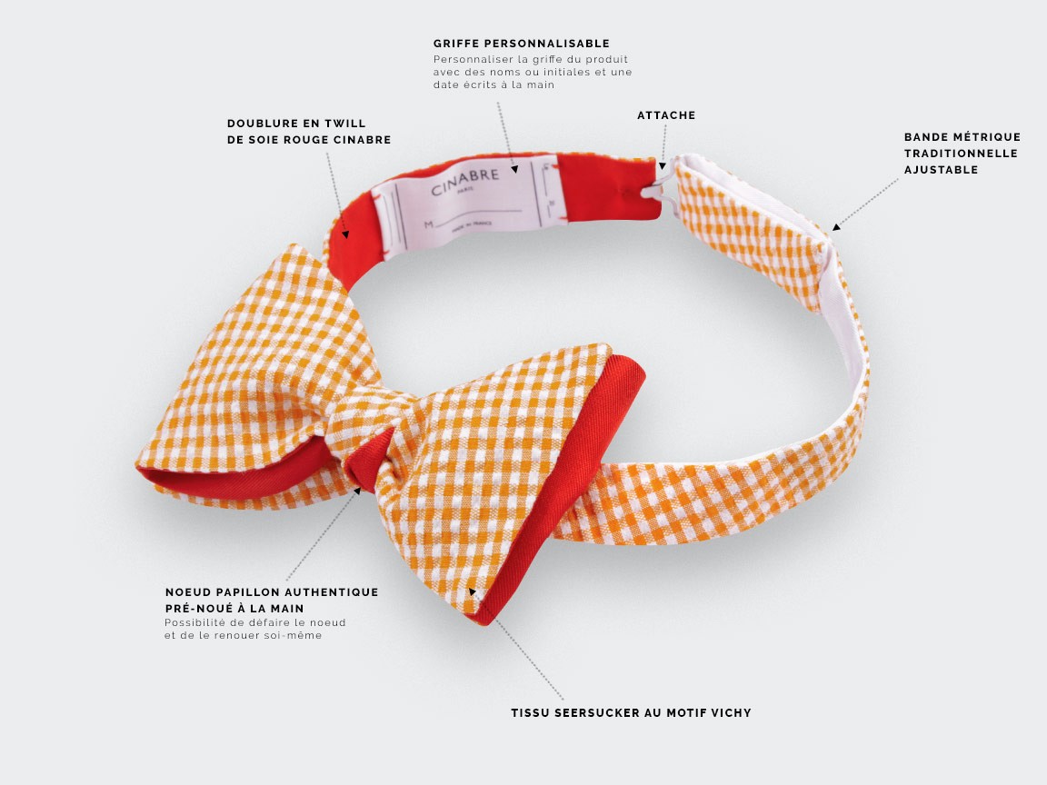 Yellow Gingham Seersucker Kid Bow Tie - Cinabre Paris