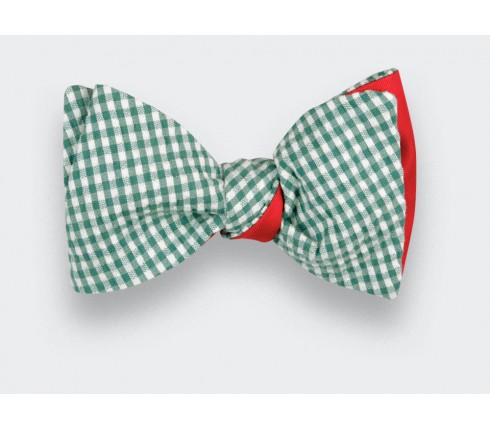 Green Gingham Seersucker Kid Bow tie - Cinabre Paris