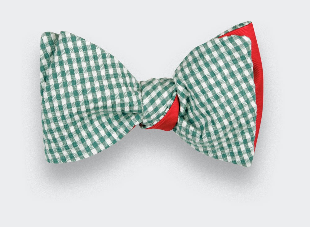 Green Gingham Seersucker Kid Bow tie - Cinabre Paris