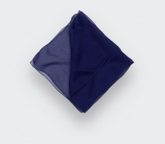 Navy Blue Silk Chiffon...