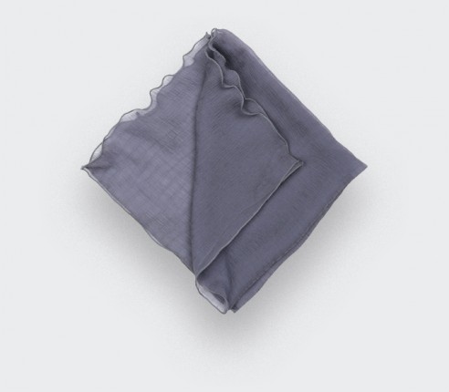 Grey silk chiffon pocket square - Cinabre Paris