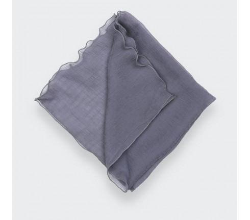 Grey silk chiffon pocket square - Cinabre Paris