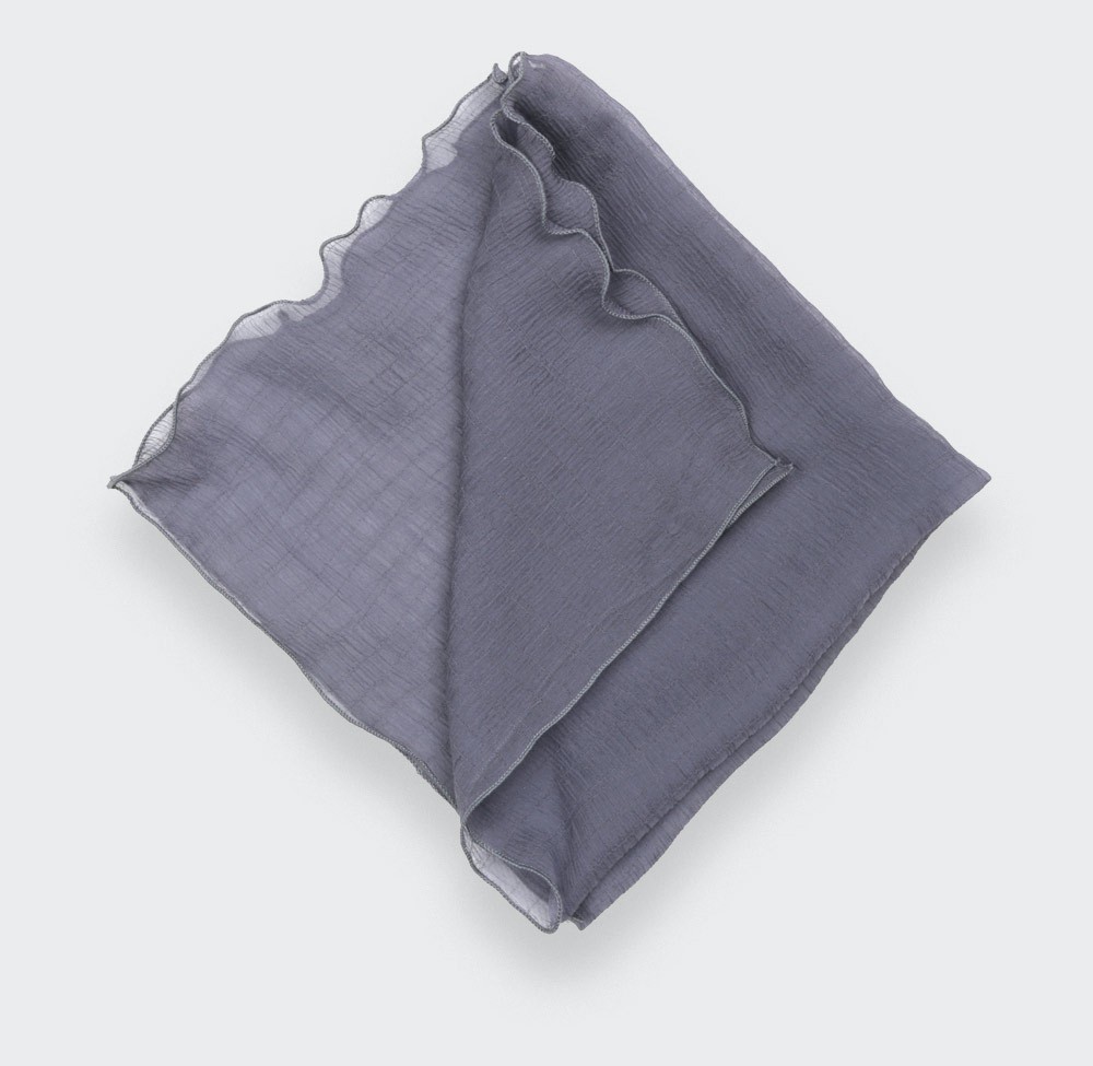 Grey silk chiffon pocket square - Cinabre Paris