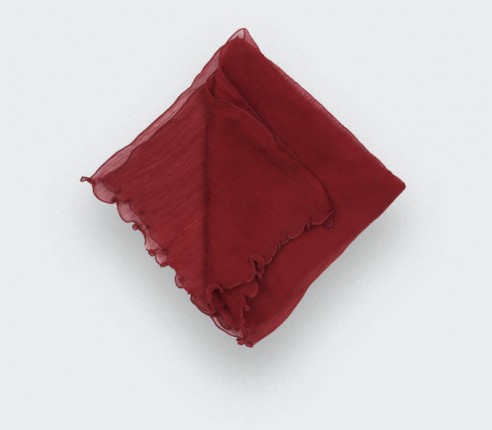 Burgundy chiffon pocket square - Cinabre Paris