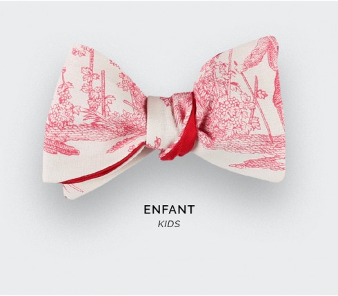 CINABRE Paris - Kid Bowtie - Red Toile de Jouy - handmade