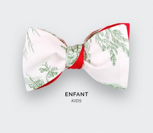 CINABRE Paris - Kid Bowtie - Green Toile de Jouy - handmade