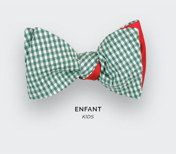 Green Gingham Seersucker Kid Bow tie - Cinabre Paris