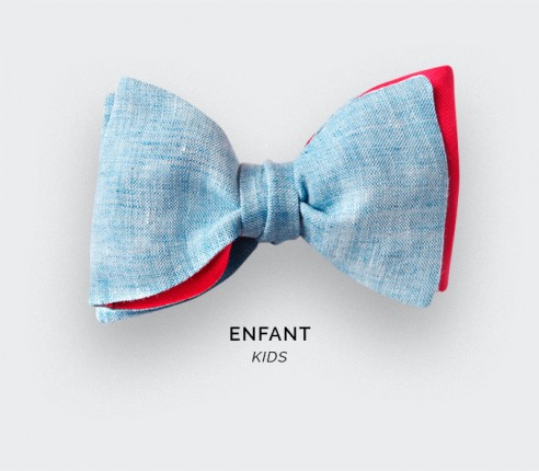 Frosty Blue Linen Kid Bow Tie - Cinabre Paris