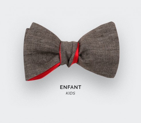 Brown Linen Kid Bow Tie - Cinabre Paris