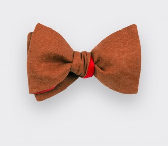 Terracotta Linen Bow Tie