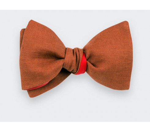 Terracotta Linen Bow Tie - Cinabre Paris