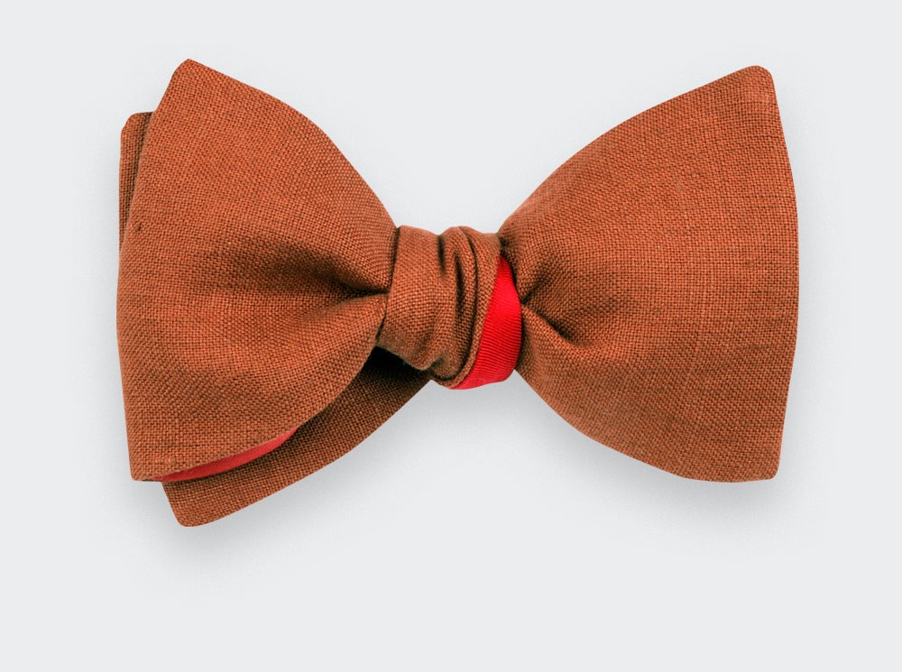 Terracotta Linen Bow Tie - Cinabre Paris