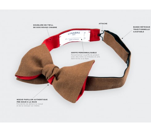 Brown Linen Bow Tie - Cinabre Paris