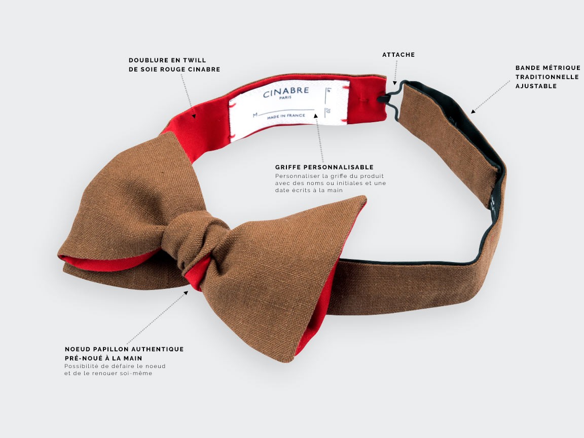 Brown Linen Bow Tie - Cinabre Paris