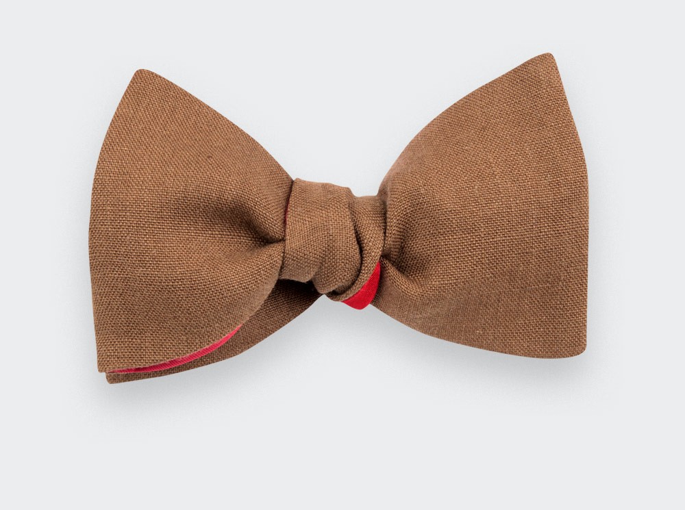 Brown Linen Bow Tie - Cinabre Paris