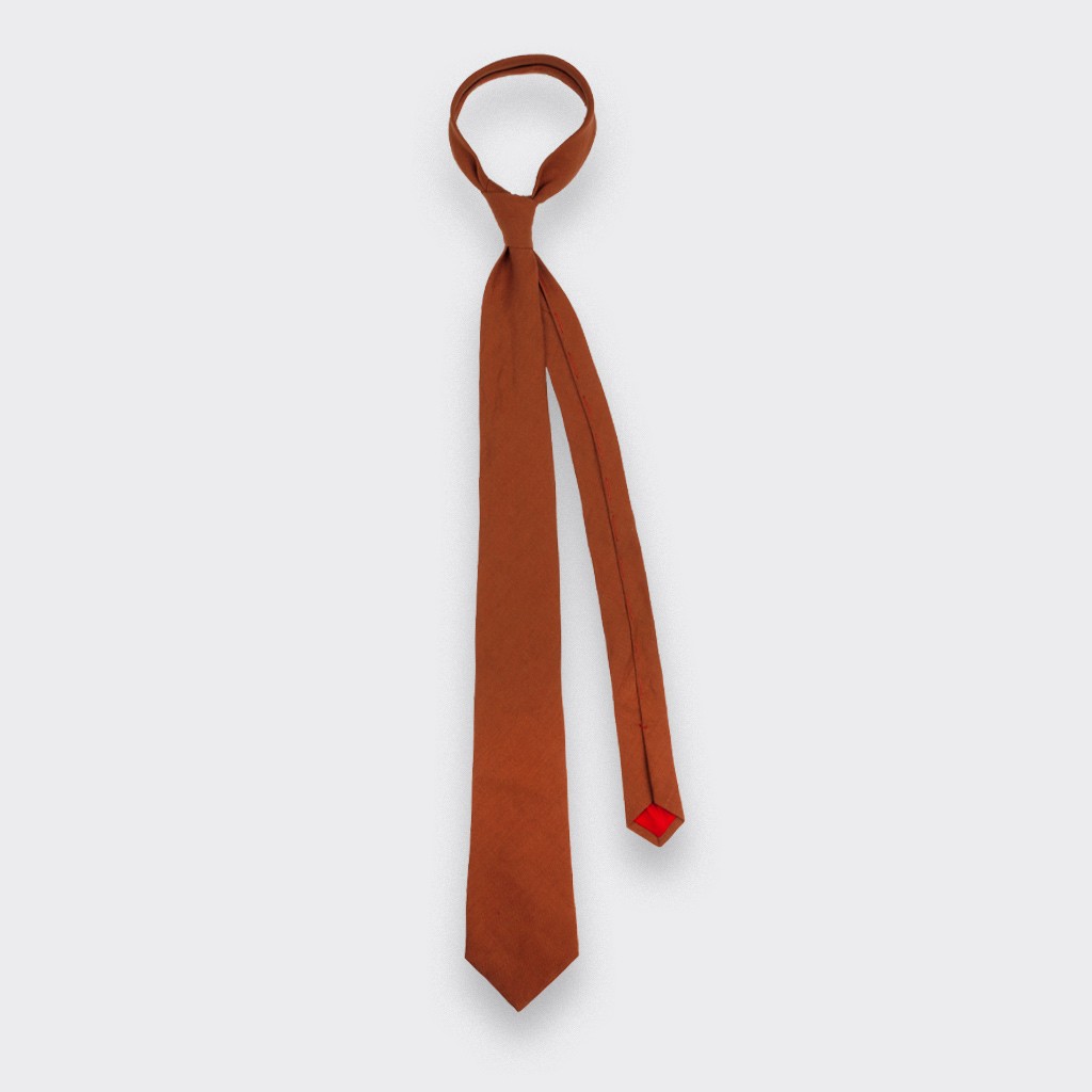 Terracotta Linen tie - Cinabre Paris