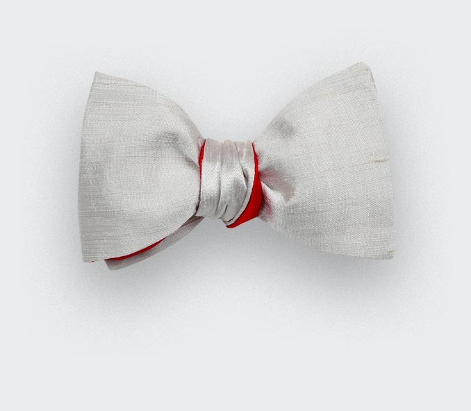 Grey Dupion Bow Tie - Cinabre Paris