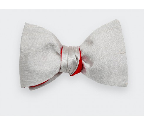 Grey Dupion Bow Tie - Cinabre Paris