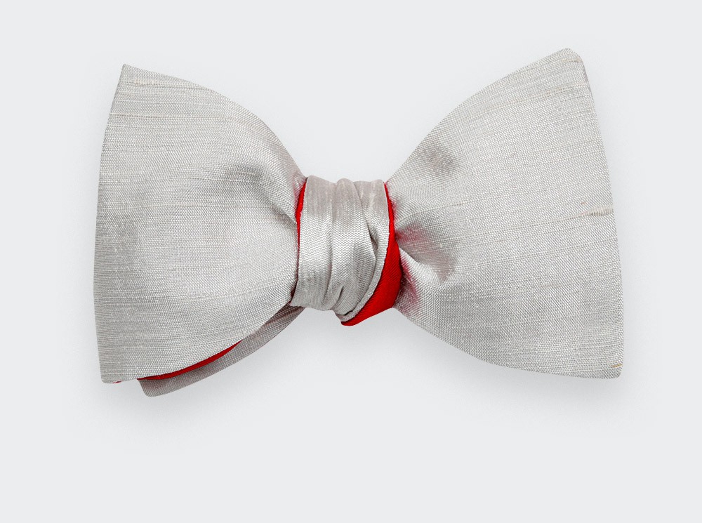 Grey Dupion Bow Tie - Cinabre Paris