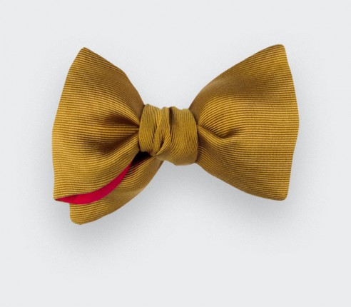 Mustard Silk Faille Bow Tie - Handmade in France by Cinabre Paris