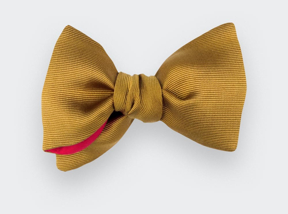 Mustard Silk Faille Bow Tie - Handmade in France by Cinabre Paris