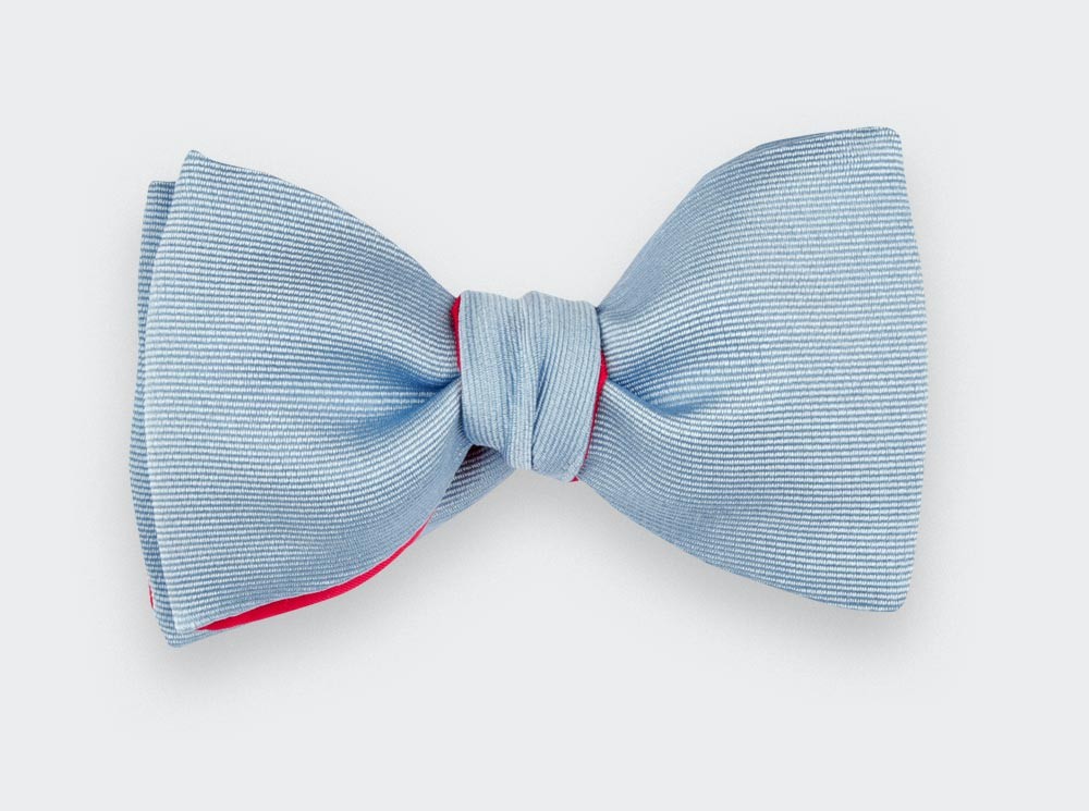 Light Blue Faille Bow Tie - Handmade in France by Cinabre Paris