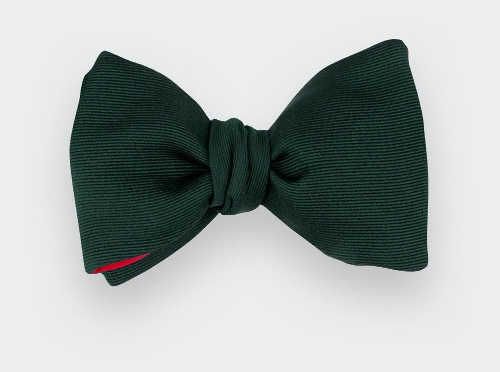 Emerald Green Silk Faille Bow Tie - Handmade in France by Cinabre Paris