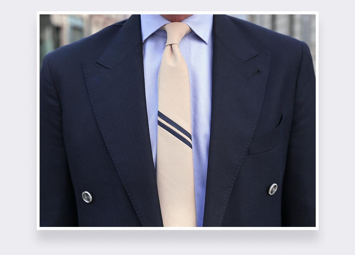 Sand Single Stripe Tie - Cinabre Paris