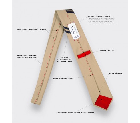 Cravate Monorayure Piécé Sable - Cinabre Paris