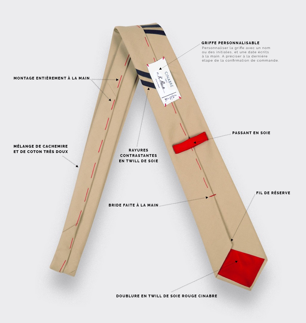 Cravate Monorayure Piécé Sable - Cinabre Paris