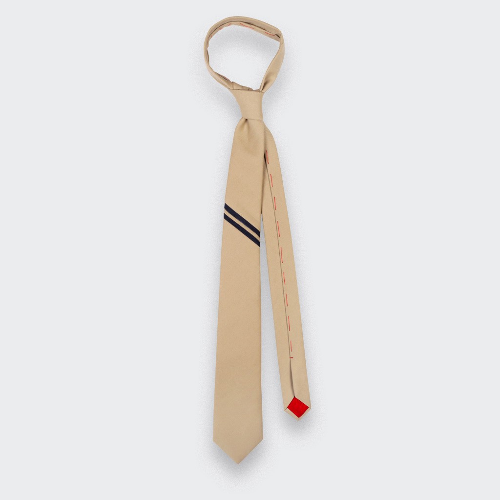 Sand Single Stripe Tie - Cinabre Paris