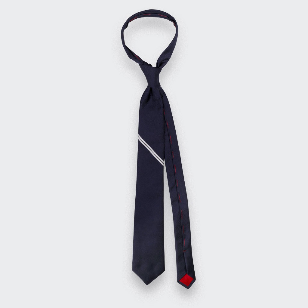 White Single Stripe Tie - Cinabre Paris