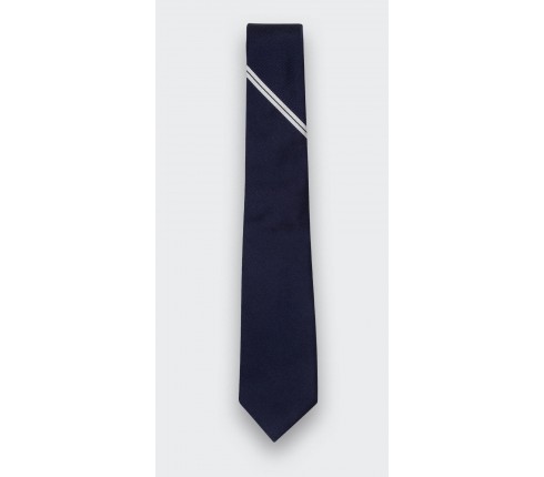 White Single Stripe Tie - Cinabre Paris