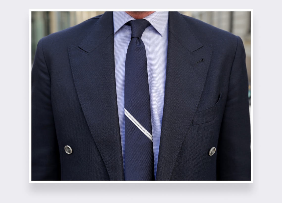 White Single Stripe Tie - Cinabre Paris