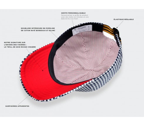 Made in France Houndstooth n°2 Cap - Cinabre Paris