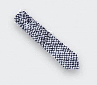 Navy blue and white houndstooth tie - Cinabre Paris