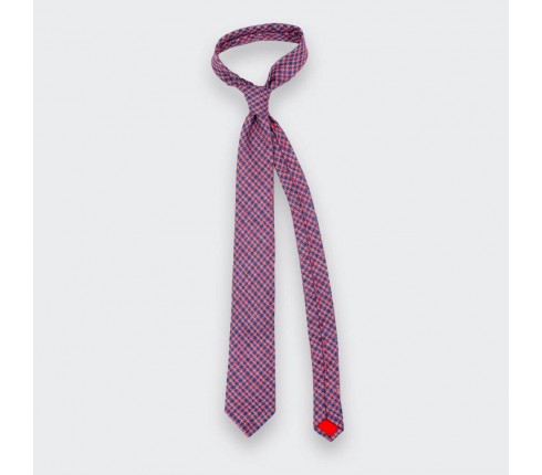 Pink and Blue houndstooth tie - Cinabre Paris