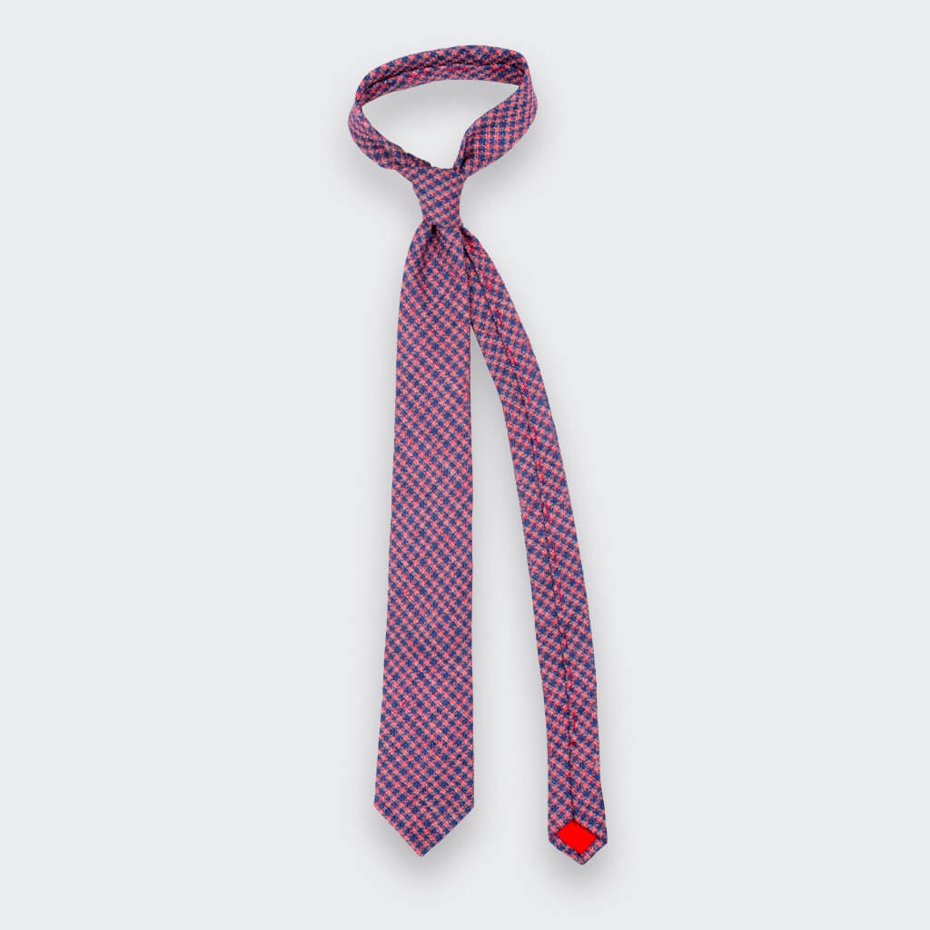 Pink and Blue houndstooth tie - Cinabre Paris