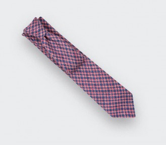 Pink and Blue houndstooth tie - Cinabre Paris