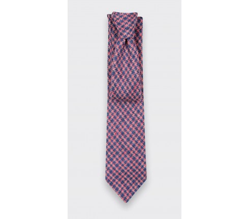 Pink and Blue houndstooth tie - Cinabre Paris