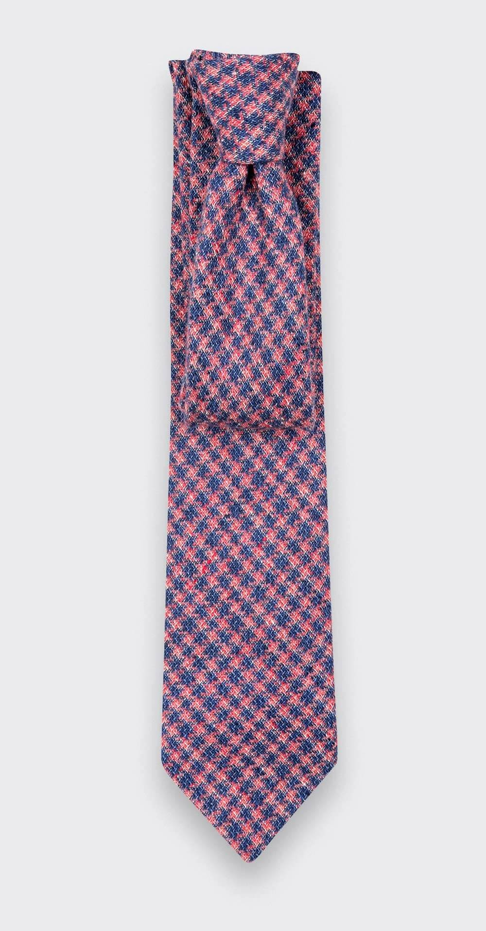 Pink and Blue houndstooth tie - Cinabre Paris