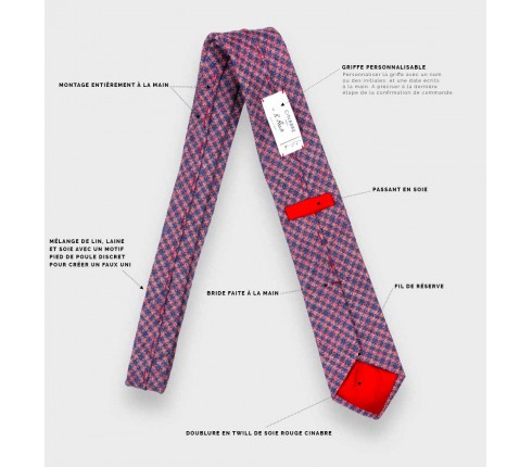 Pink and Blue houndstooth tie - Cinabre Paris