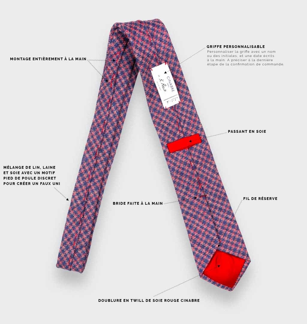 Pink and Blue houndstooth tie - Cinabre Paris