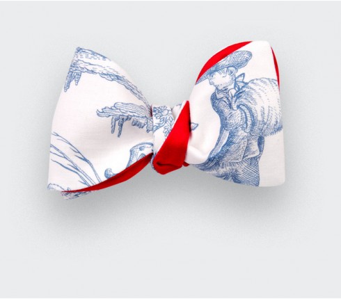 CINABRE PARIS - Noeud Papillon - Toile de Jouy bleu - Fait main