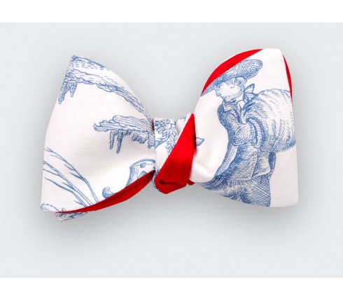 CINABRE PARIS - Noeud Papillon - Toile de Jouy bleu - Fait main