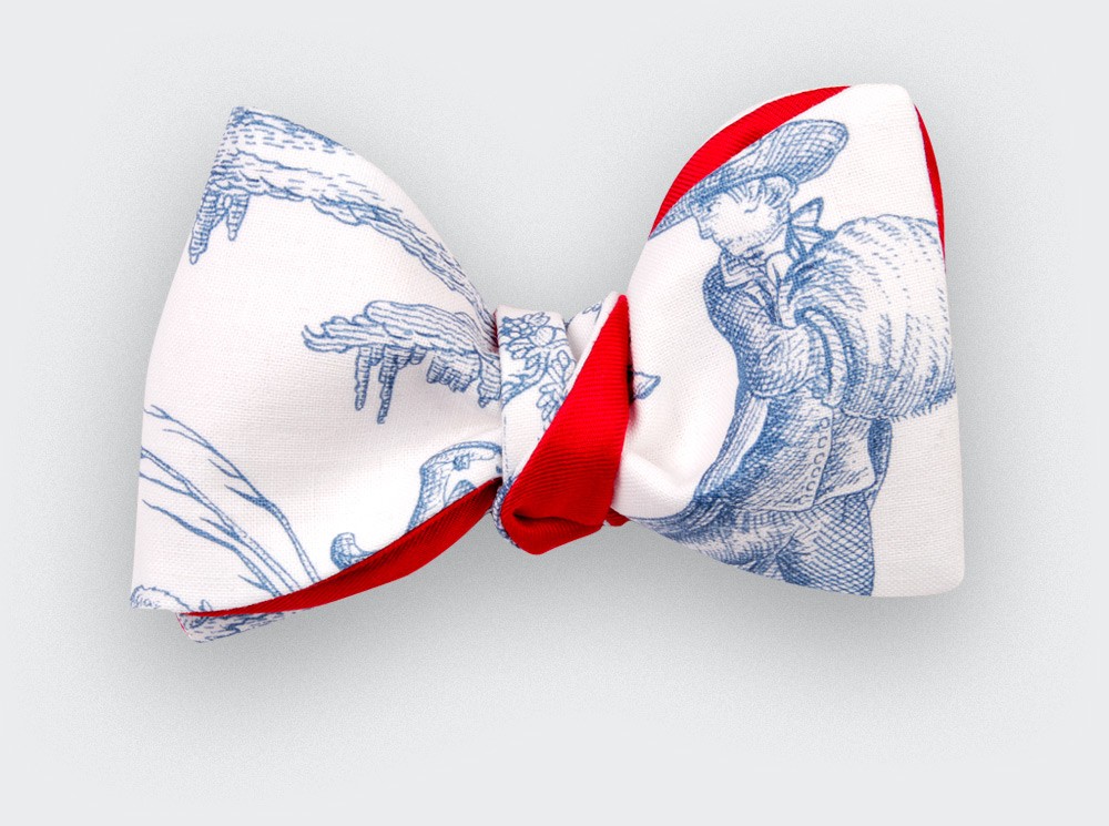 CINABRE PARIS - Noeud Papillon - Toile de Jouy bleu - Fait main