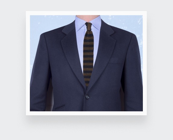 Navy Brown Striped Knit Tie - Cinabre paris